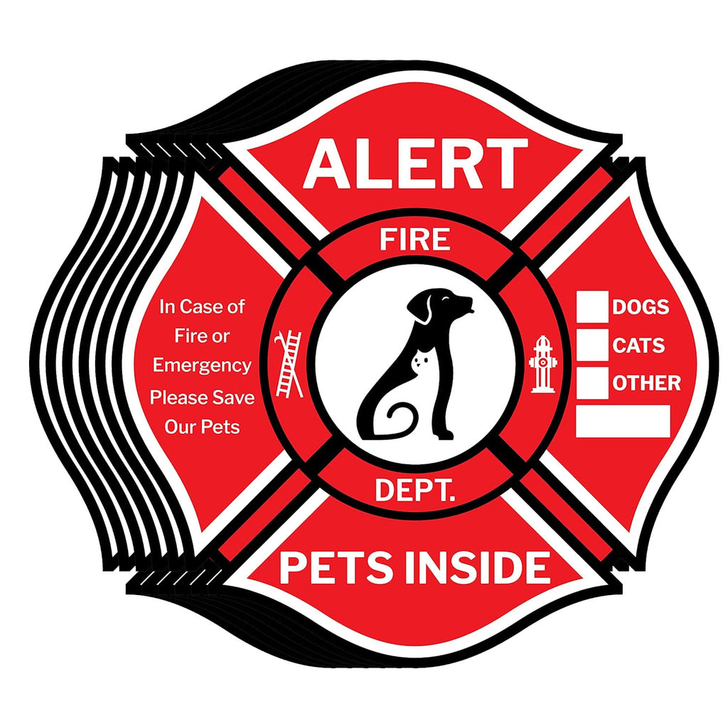 Pet Alert Window Stickers - 6-Pack Emergency Rescue Decals for Dogs & Cats