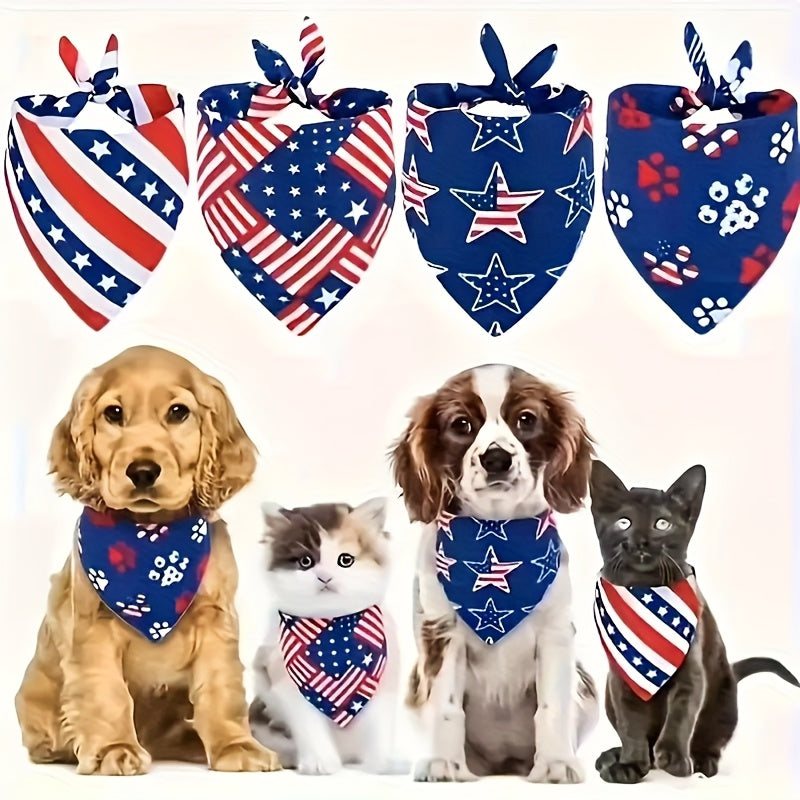 4-Pack Patriotic American Flag Pet Bandanas