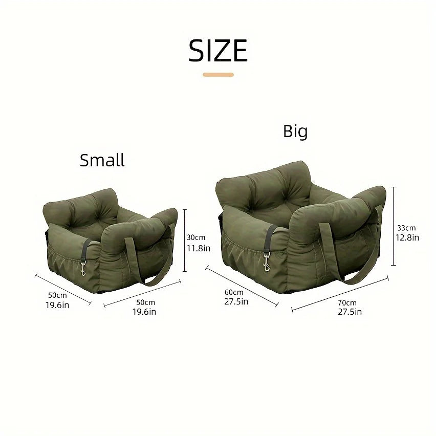 Dog Car Seat with Safety Belt - Non-Slip Washable Pet Travel Carrier for Small & Medium Dogs
