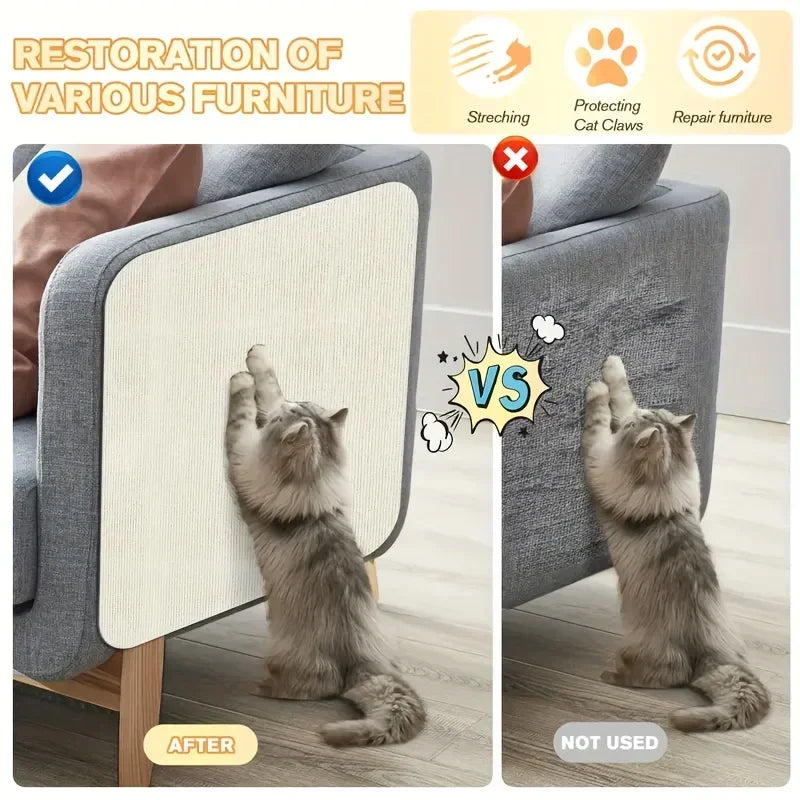 Trimmable Self-Adhesive Cat Scratch Mat - Furniture & Sofa Protector for Cats