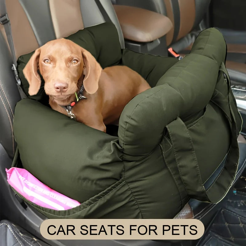 Dog Car Seat with Safety Belt - Non-Slip Washable Pet Travel Carrier for Small & Medium Dogs