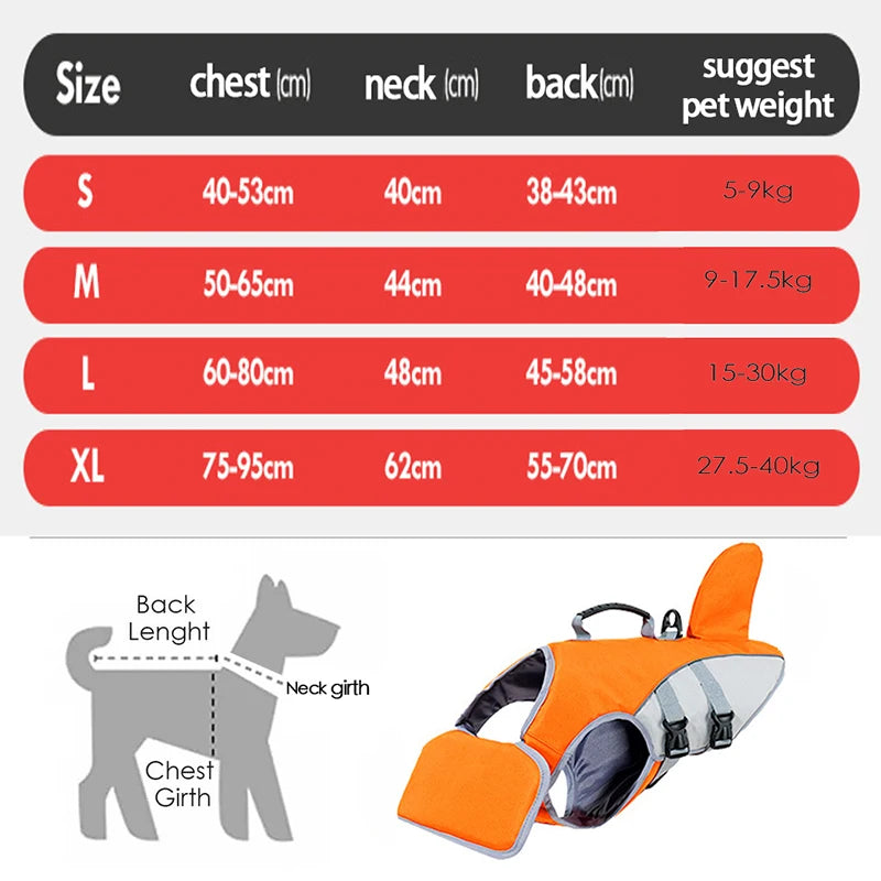 Shark Fin Dog Life Jacket — Safety Swim Vest for Dogs