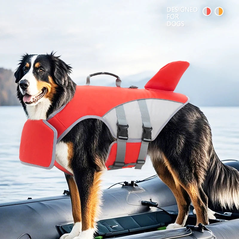Shark Fin Dog Life Jacket — Safety Swim Vest for Dogs