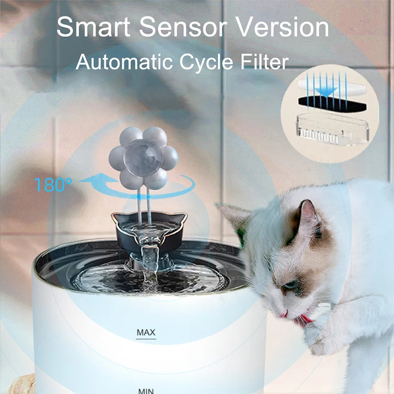 2.2L Smart Pet Water Fountain - Ultra-Quiet Filtered Drinking Fountain for Cats & Dogs