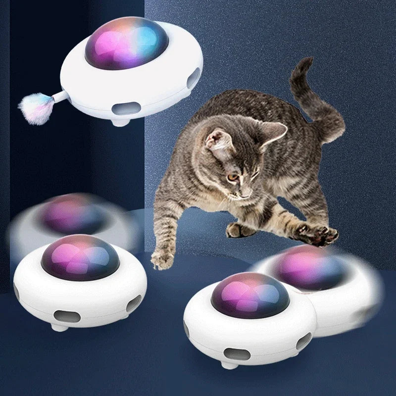 Smart UFO Cat Teaser Toy — Auto-Rotating with Replaceable Feather