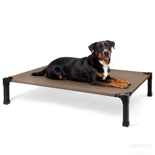 Cooling Elevated Dog Bed - Raised Breathable Mesh Cot with Metal Frame & No-Slip Feet