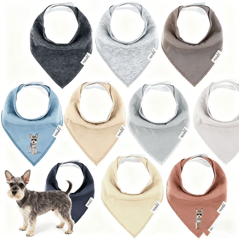 10-Pack Solid Color Pet Bandana Bibs