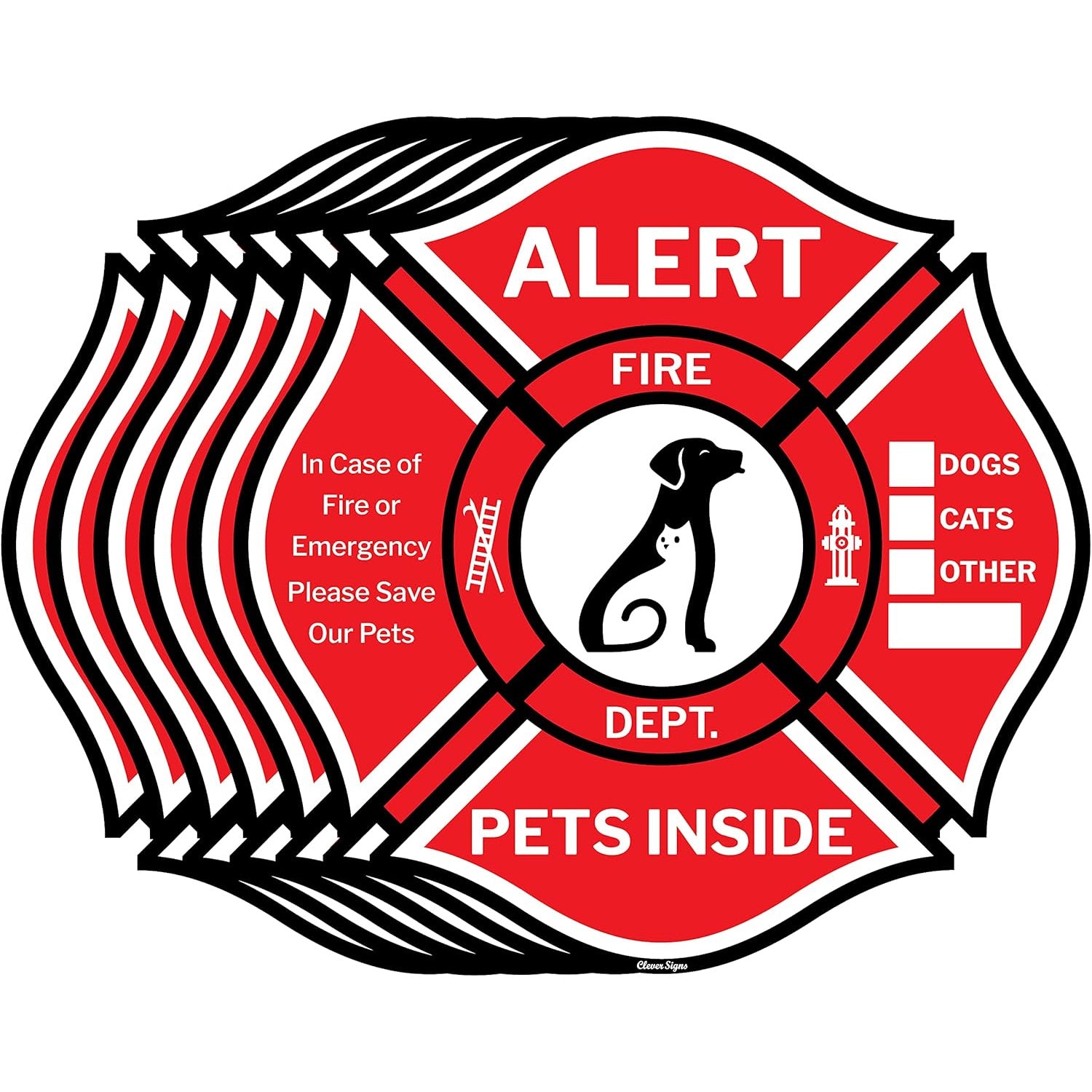 Pet Alert Window Stickers - 6-Pack Emergency Rescue Decals for Dogs & Cats