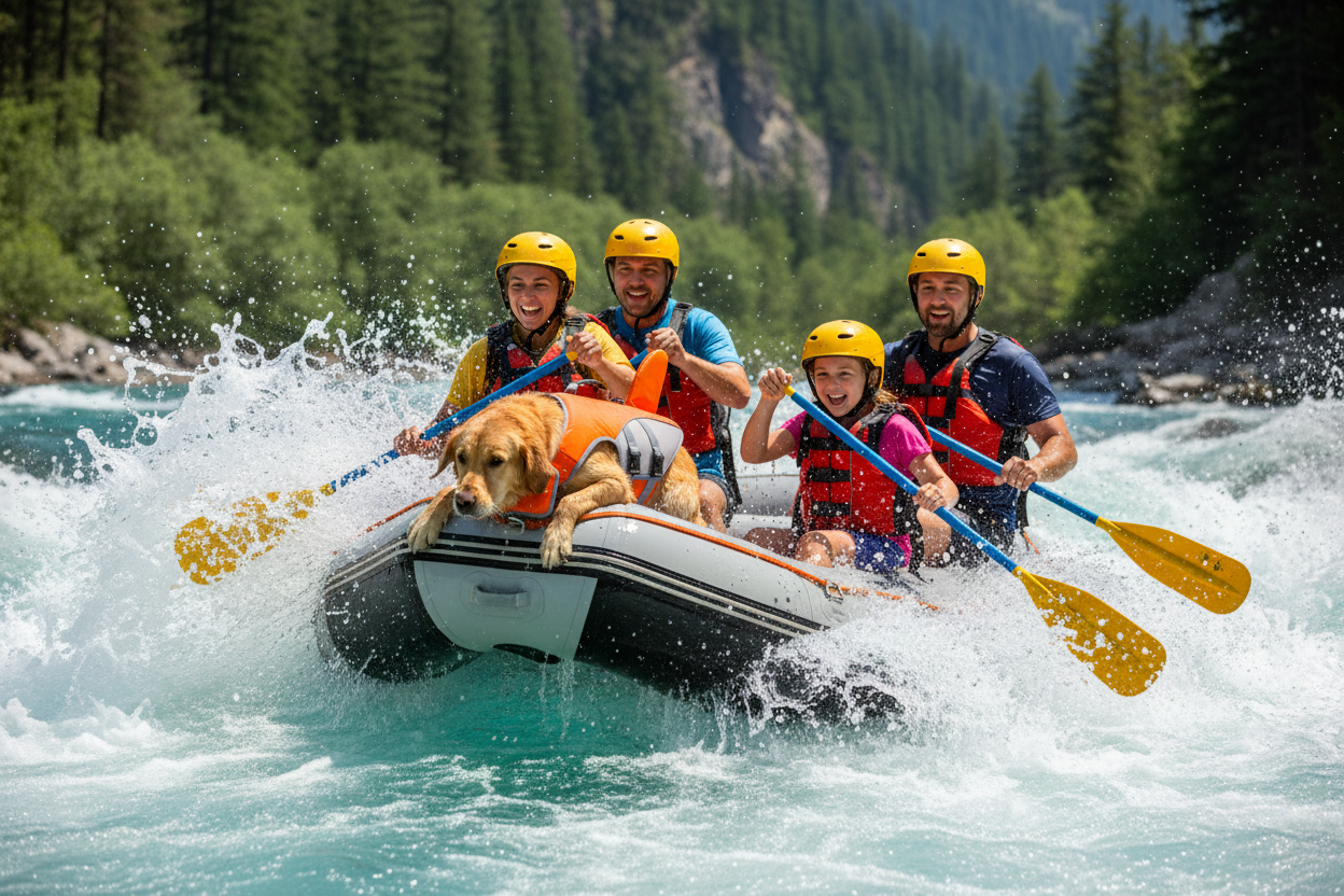 Orange shark life vest - family white water rafting